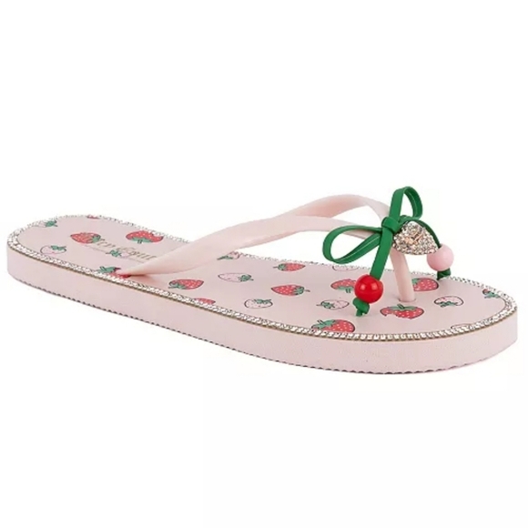 🔹️Juicy Couture🔹️ Pink Women's Slurpy Fruity Strawberry Flip Flops Size 8 - Picture 1 of 6